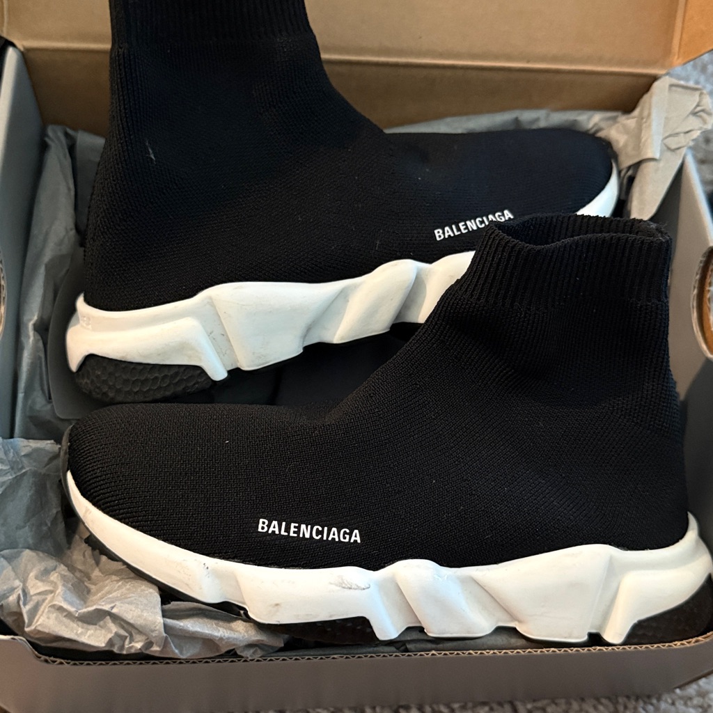 Balenciaga Black Knit High-Top Sneakers Worn Before